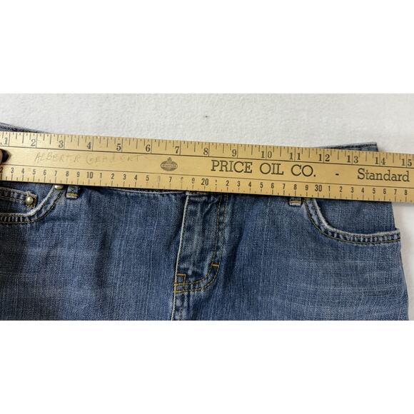 Tommy Hilfiger Denim Skirt Womens‎ 2 Blue Front Slit Mini Y2K 90s fading spots - Picture 10 of 13